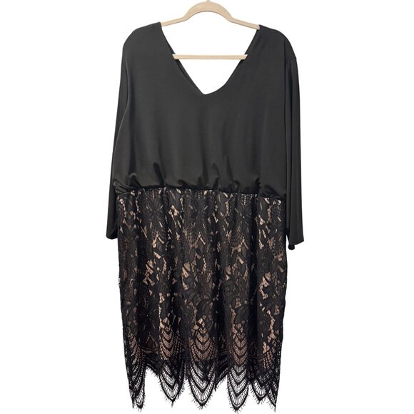 Maurice’s Black Lace Cocktail Dress Sz 3X  Blouson Elegant Evening Wear - Picture 1 of 12